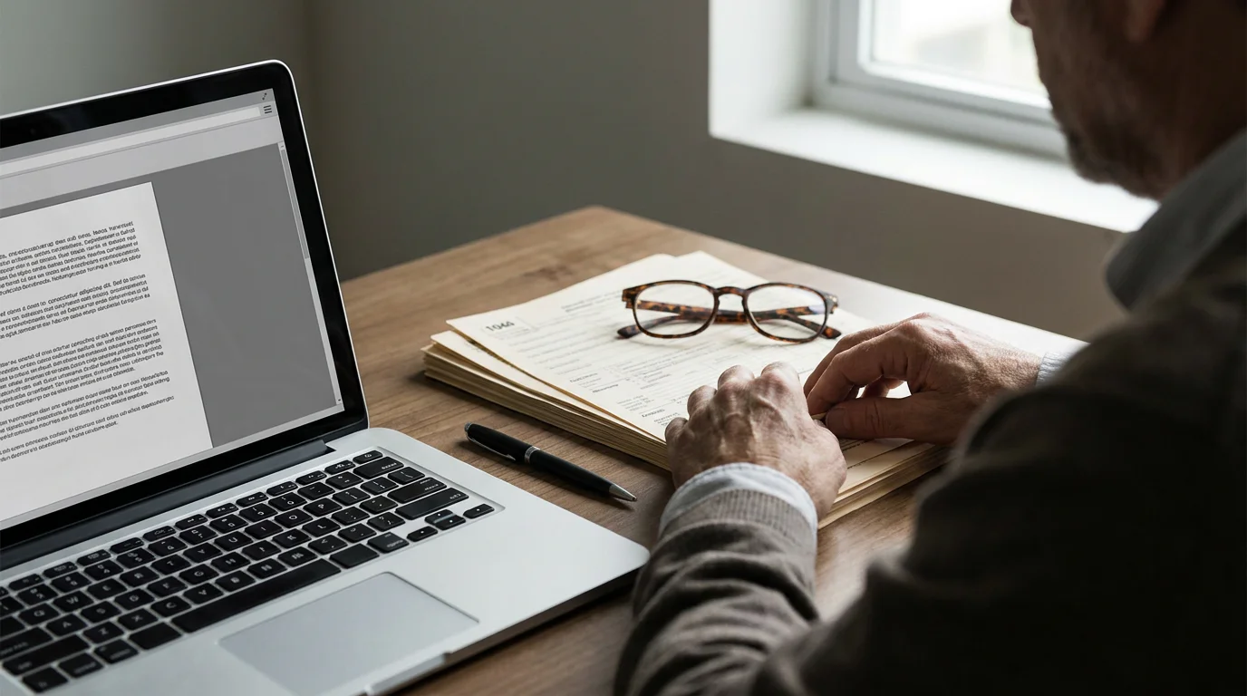 Documentos fiscales y portátil con información sobre regulación de apuestas en España