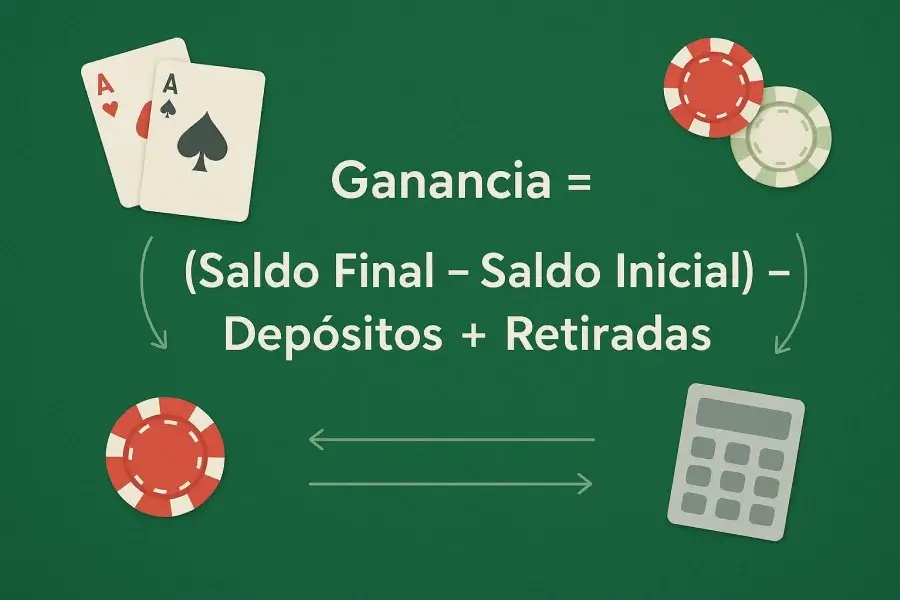 Fórmula oficial para calcular ganancias en póker online - Saldo final menos depósitos