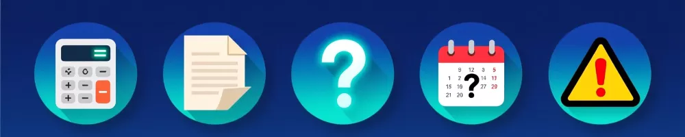 Iconos de preguntas frecuentes sobre impuestos en apuestas