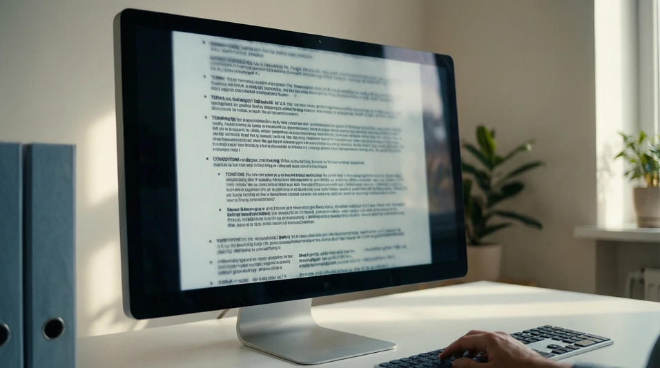 Pantalla de ordenador mostrando términos y condiciones de una promoción