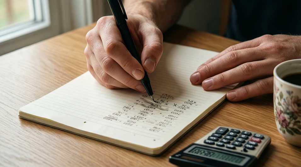 Persona haciendo cálculos con papel y bolígrafo