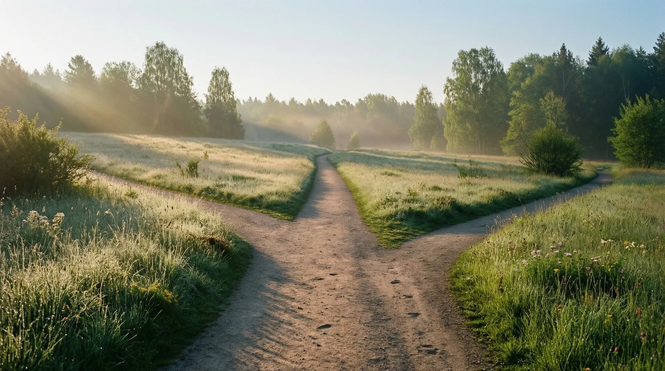 Caminos divergentes representando diferentes opciones de decisión