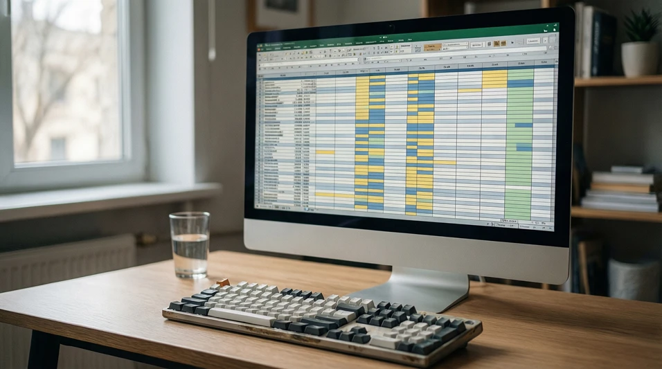 Pantalla de ordenador mostrando una hoja de cálculo con datos