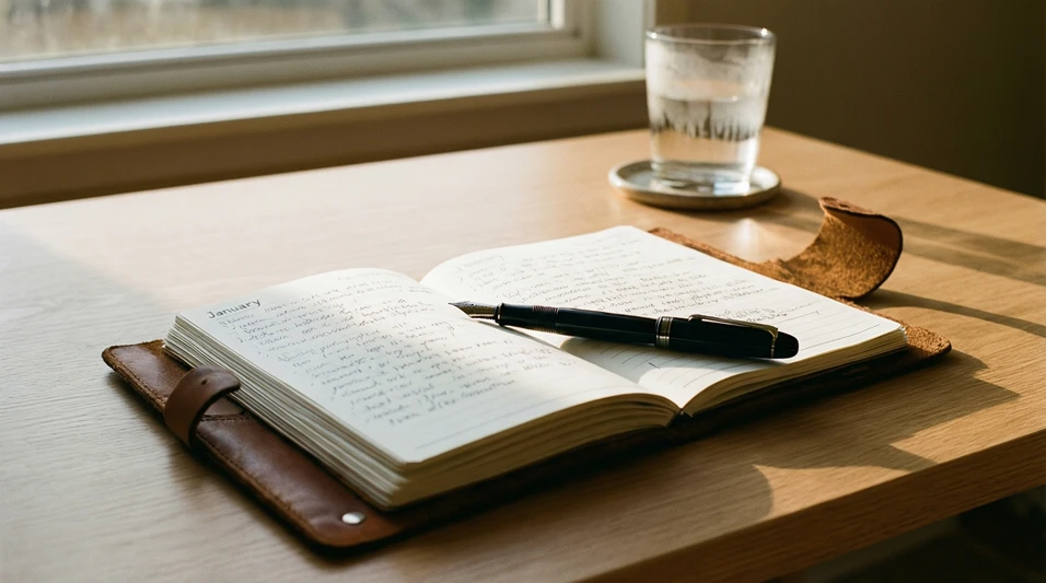 Agenda abierta en el mes de enero con anotaciones