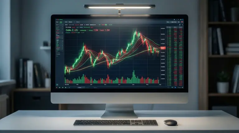 Pantalla de ordenador mostrando gráficos de trading deportivo