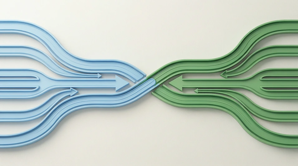 Diagrama conceptual mostrando dos flujos de ganancias diferentes