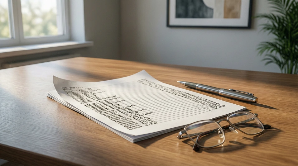 Extracto bancario sobre un escritorio