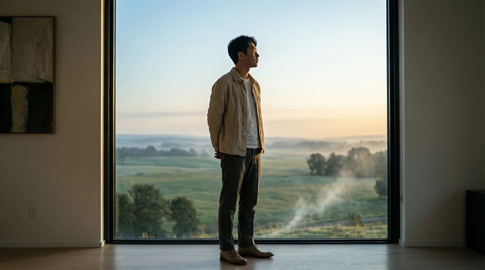 Persona mirando hacia el horizonte representando planificación futura